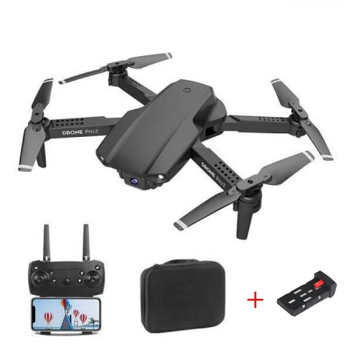 

Квадрокоптер E99 Pro 2 Black - дрон с 4K и HD FPV Wifi камерами, дополнительный аккумулятор, 20+20 мин + кейс