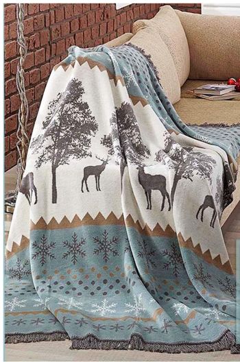 

Плед Cotton Box Diva Geyik Green 150х220 см турция, хлопок + акрил