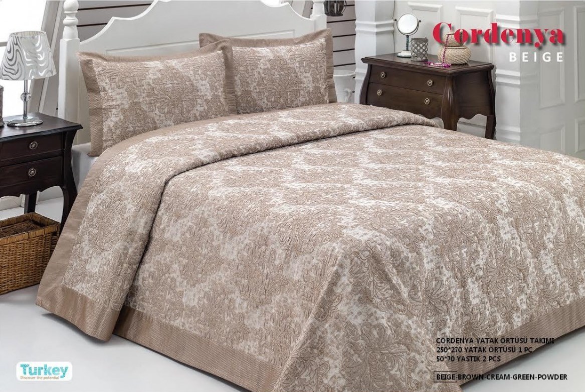 

Покрывало Hanibaba Gardenia Beige 240х260 см турция, атлас