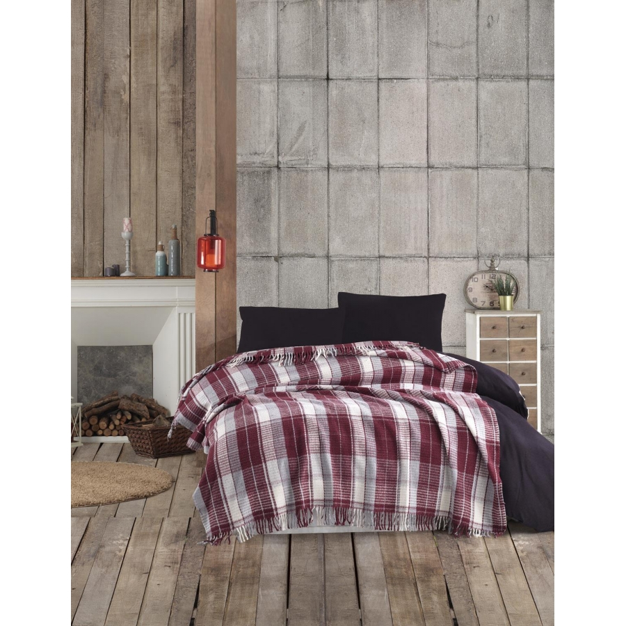 

Плед Eponj Home Ekose Bordo Gri 150х220 см турция, хлопок, акрил