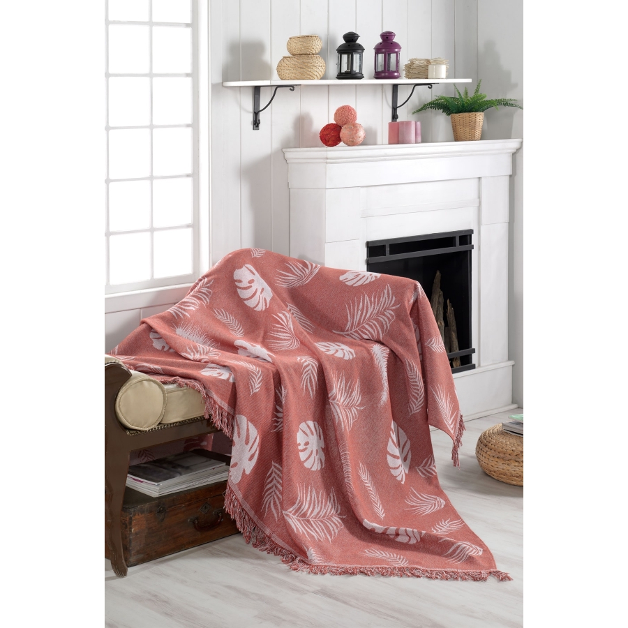 

Плед Eponj Home Buldan Keten Monstera kiremit 170Х220 см турция, хлопок