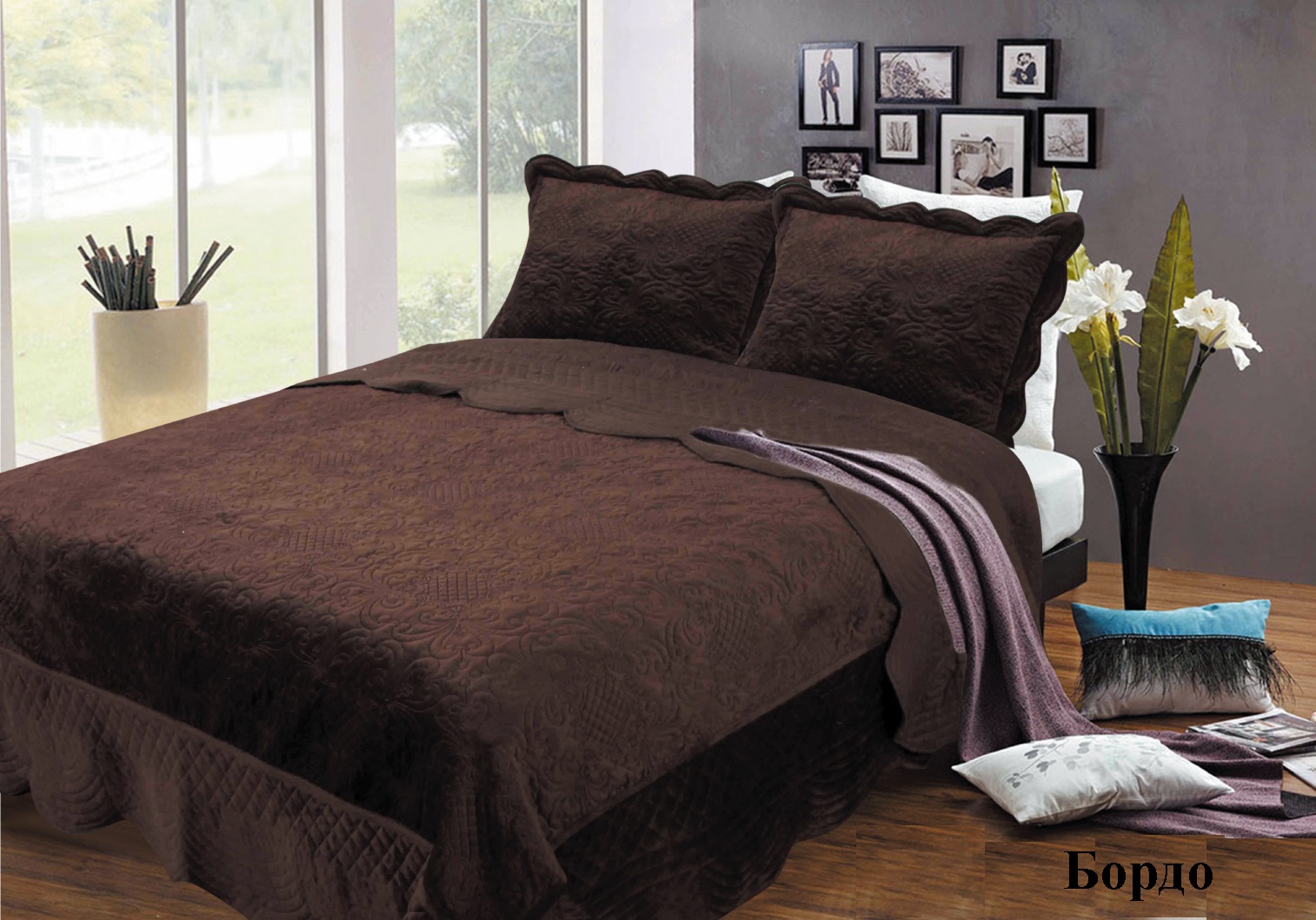 

Покрывало Marca Marco Milano Бордо 240х240 см турция, италия, хлопок+полиэстер