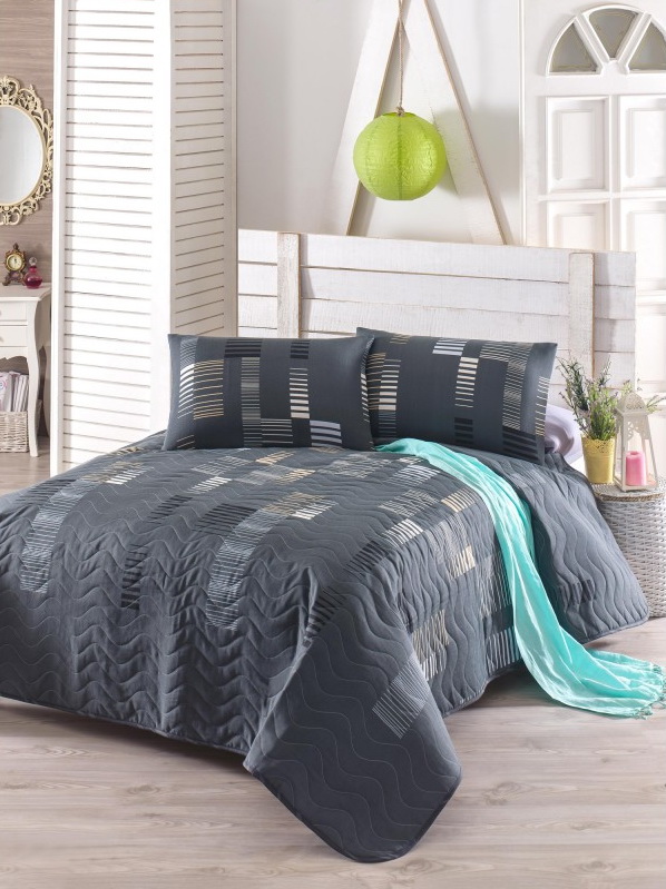 

Покрывало Eponj Home Trace Antrasit 200х220 см турция, ранфорс