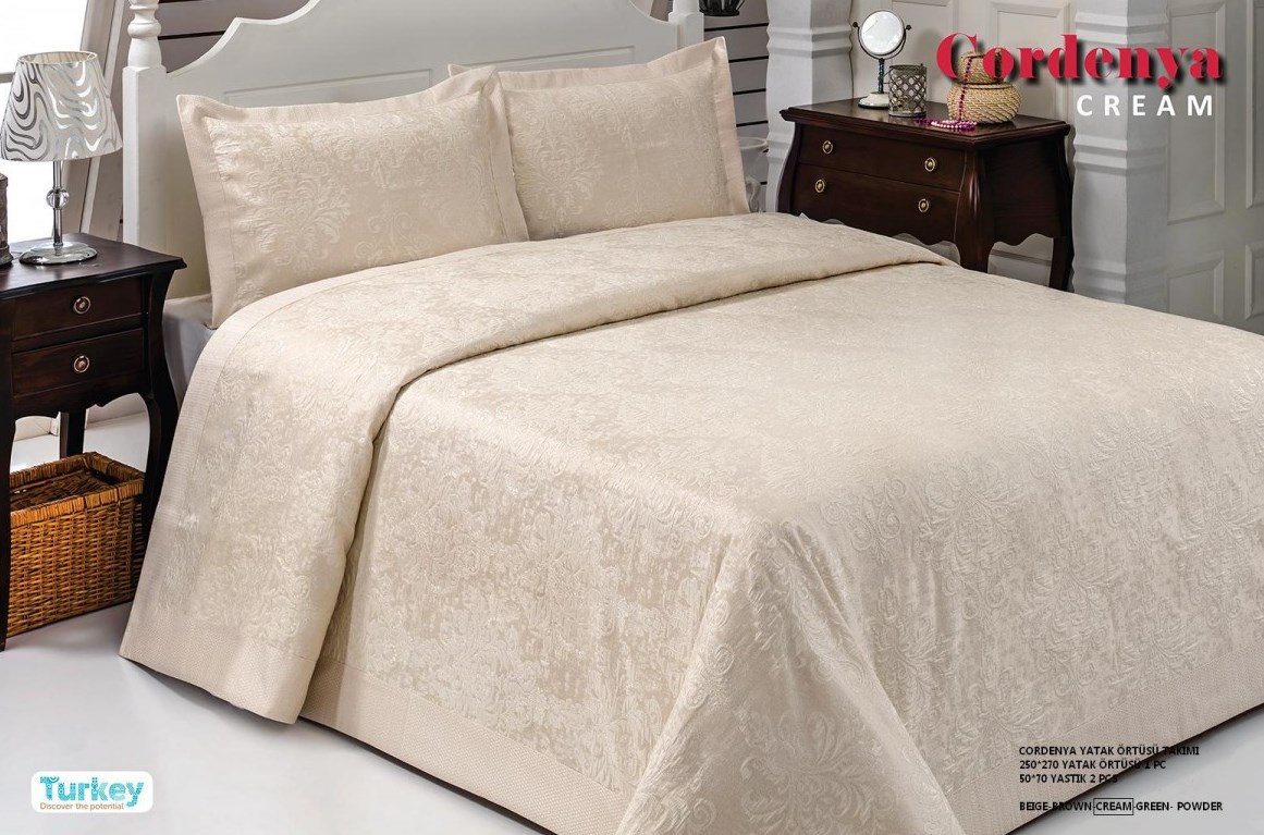 

Покрывало Hanibaba Gardenia Cream 250х270 см турция, атлас