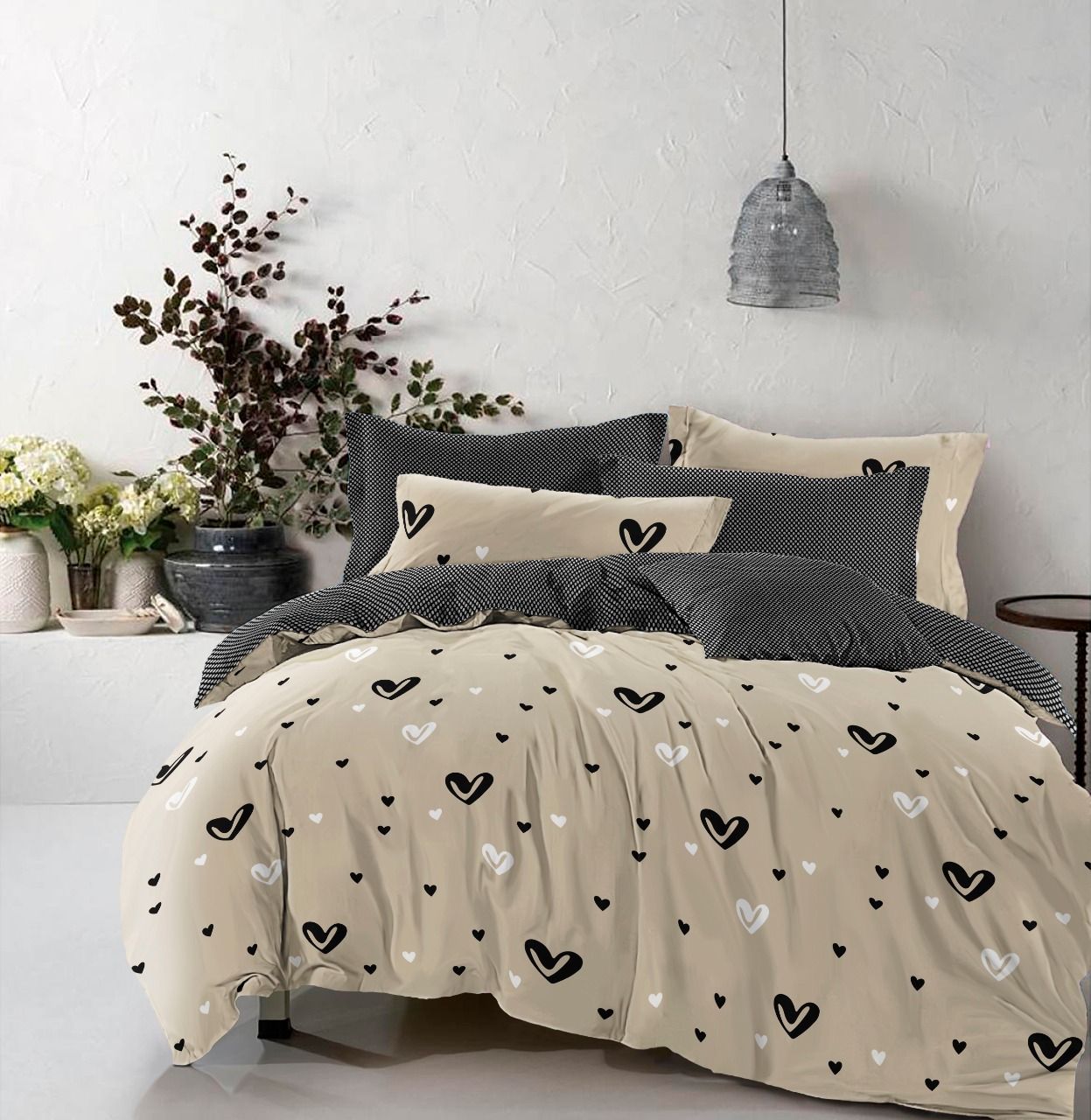 

Постельное белье MirSon 17-0436 Cream Love Двуспальный украина, бязь