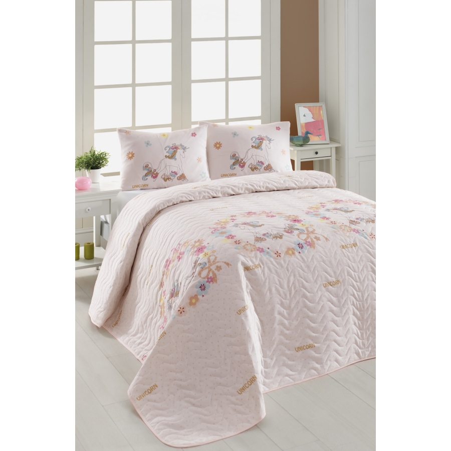 

Покрывало Eponj Home Unicornlar pembe 200х220 см турция, хлопок, полиэстер