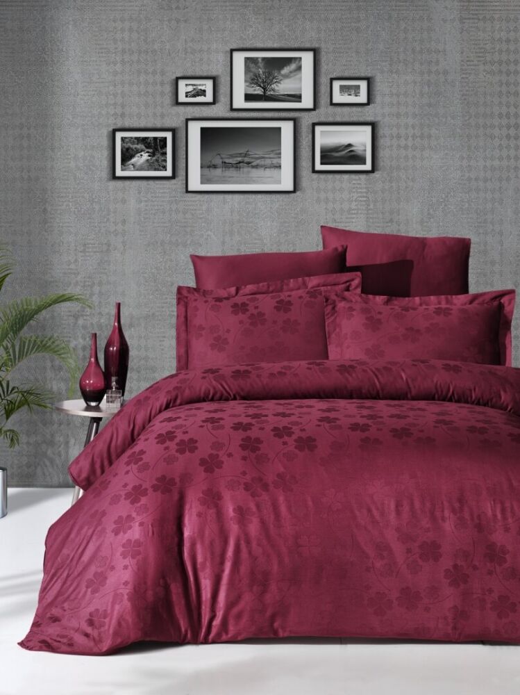 

Постельное белье First Choice Clover Bordo Евро турция, жаккард