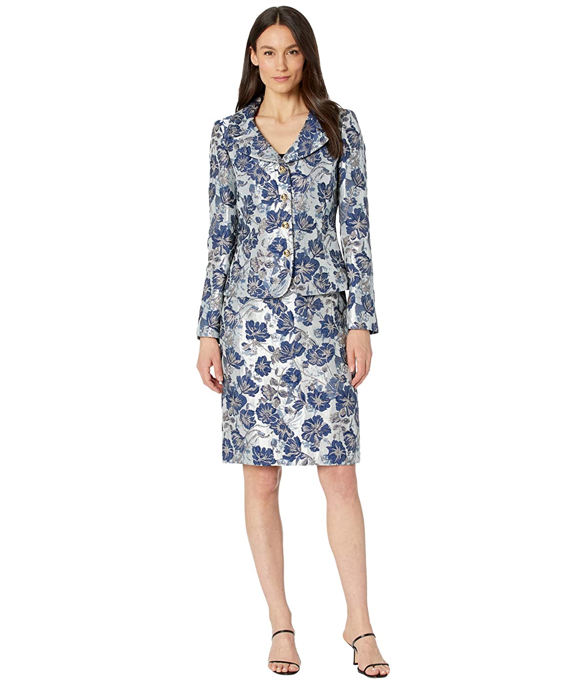 

Костюм Tahari by ASL Nested Four-Button and Pencil White/Navy Metallic, L (48)