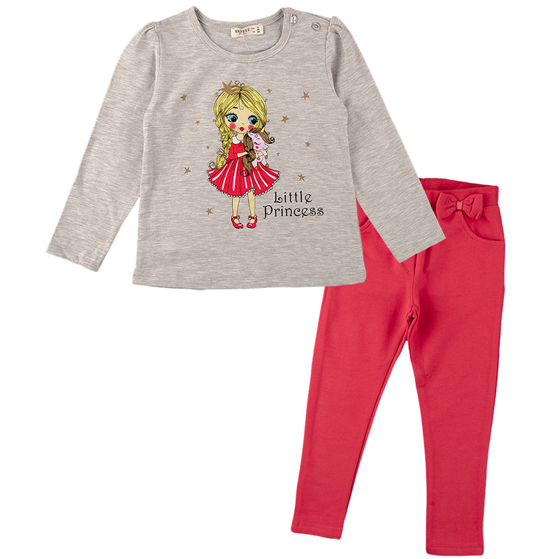 

Комплект для девочки BREEZE 16022 92 см бежевый меланж/красный