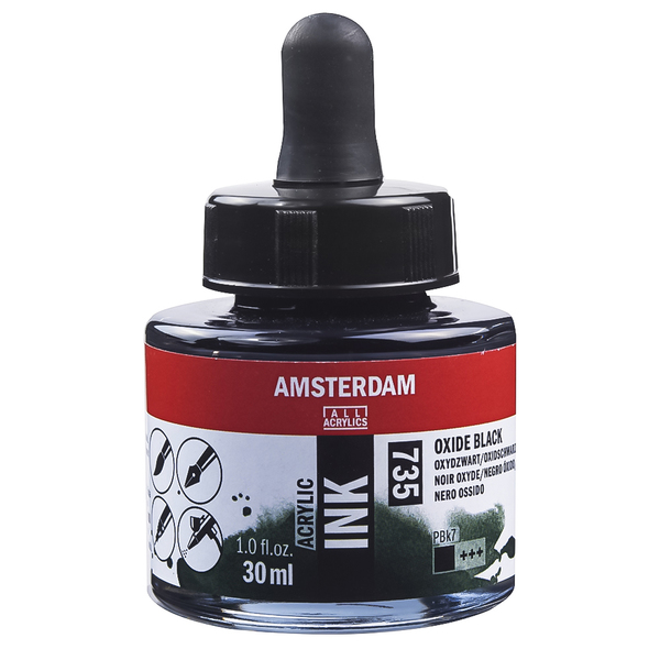 

Туш акрилова AMSTERDAM INK (735) Окис чорний, 30мл, Royal Talens (17207350)
