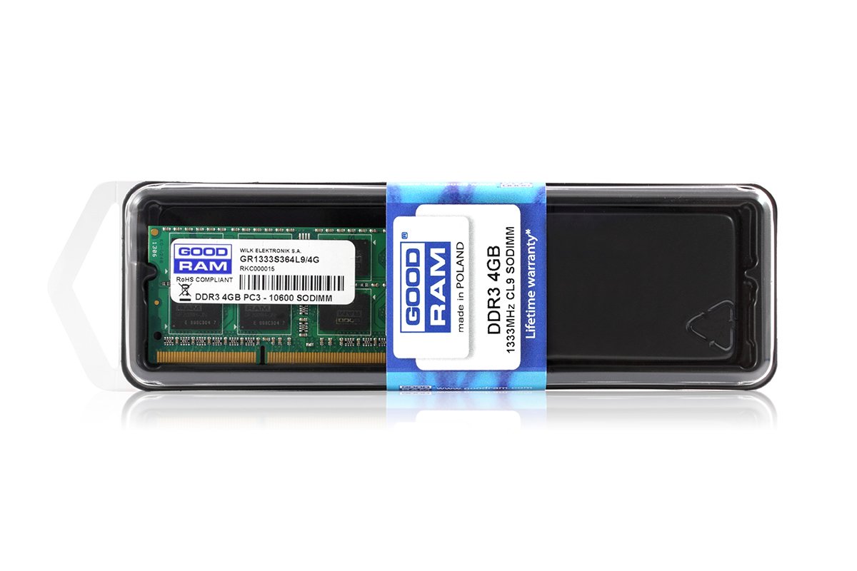 

SO-DIMM 4GB/1333 DDR3 GOODRAM (GR1333S364L9S/4G)