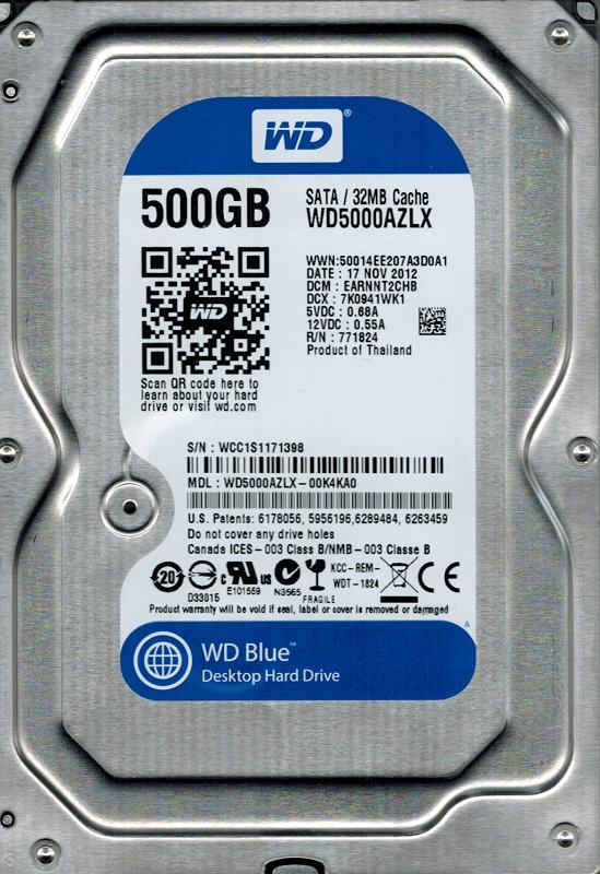 

HDD SATA 500GB WD Blue 7200rpm 32MB (WD5000AZLX) Refurbished
