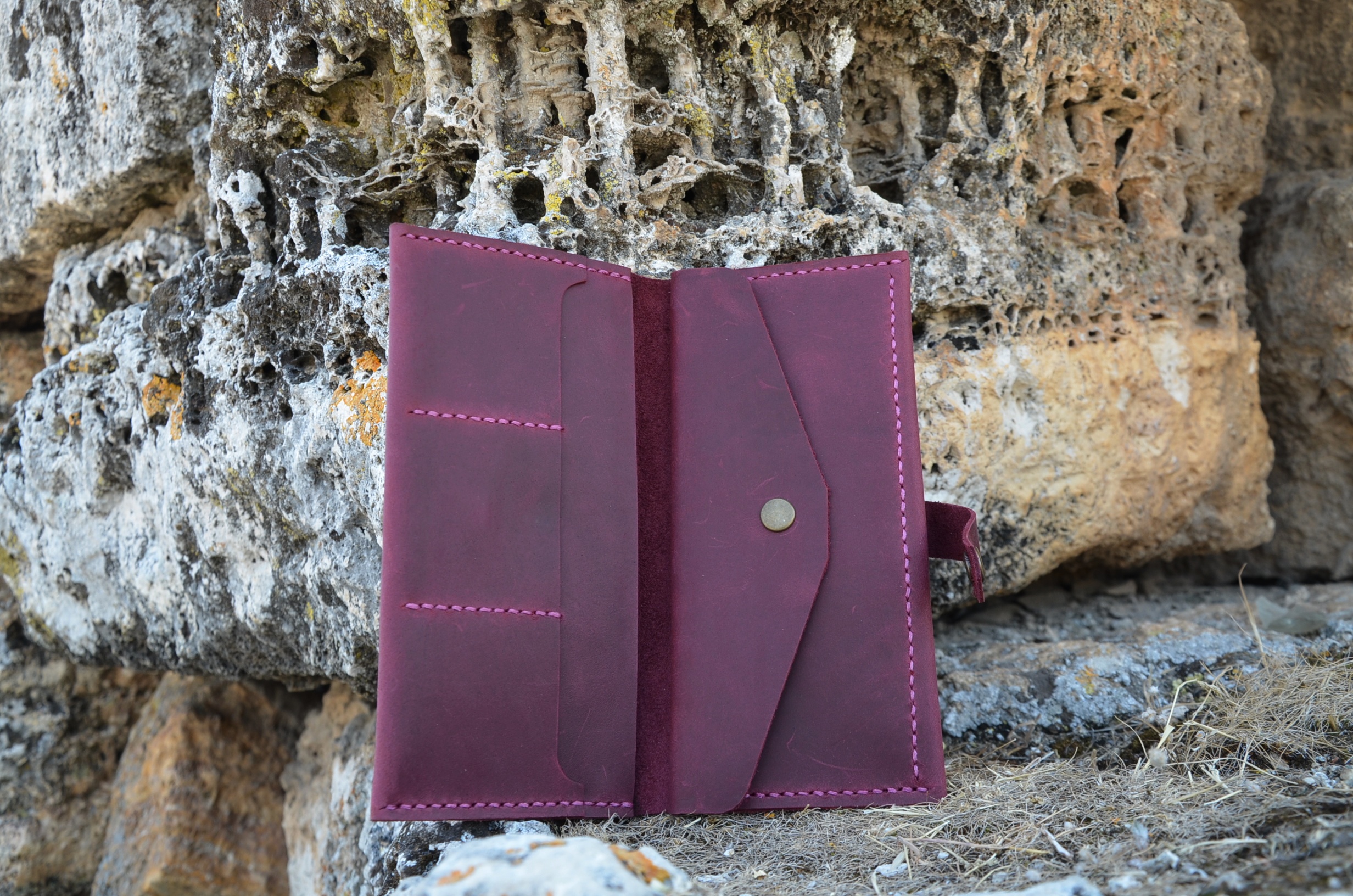 

Кошелек из натуральной кожи OlStan TravelWalet2.0 burgundy бордовый