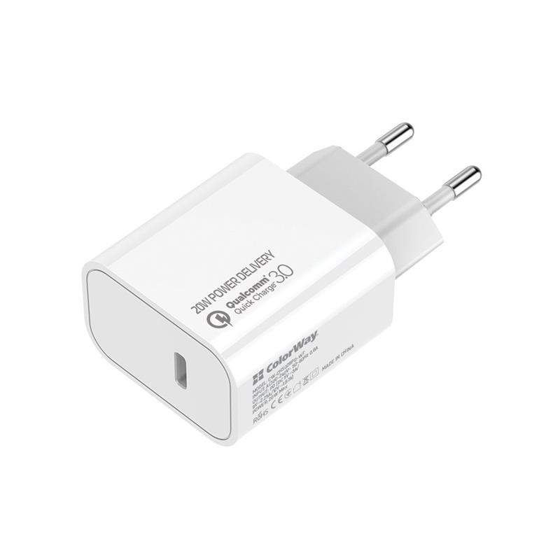 

Сетевое зарядное устройство ColorWay (1USB Type-C PDx3A) White (CW-CHS026PD-WT)