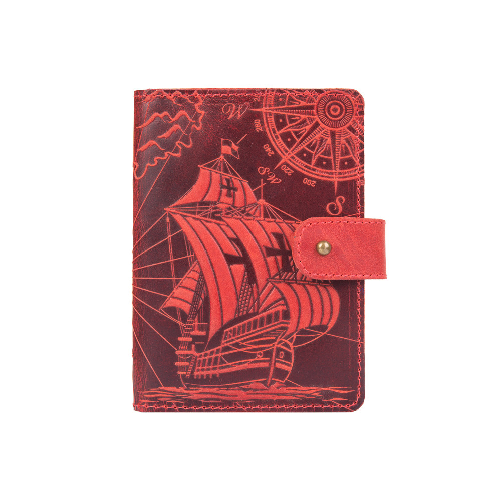 

Кожаное портмоне для паспорта / ID документов HiArt PB-02/1-S18-1440-T003 Shabby Red Berry "Discoveries"