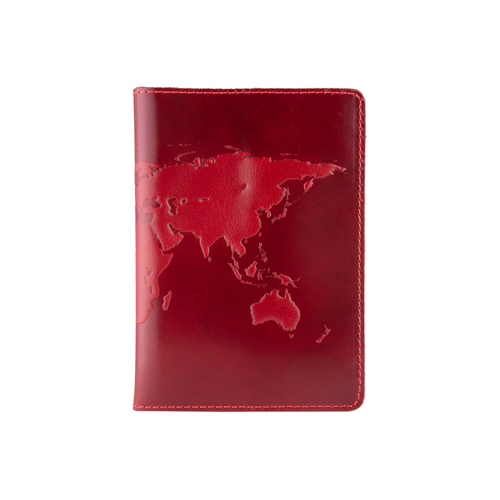 

Обложка для паспорта HiArt PC-01-C19-1652-T001 Crystal Red "World Map"