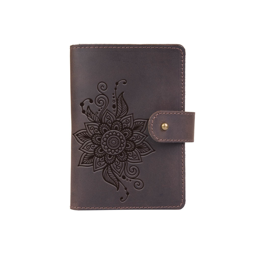 

Кожаное портмоне для паспорта / ID документов HiArt PB-03S/1-S19-1106-T006 Shabby Gavana Brown "Mehendi Classic"