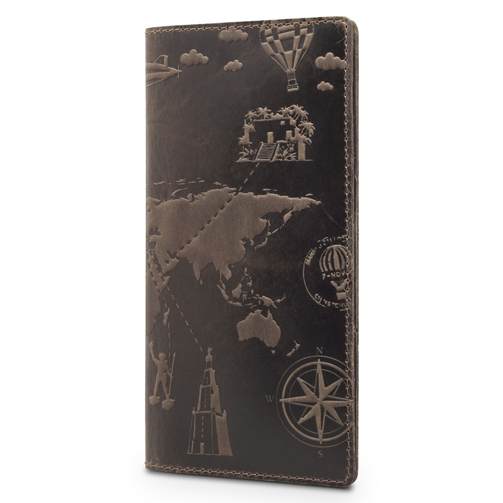 

Коричневый Кожаный Бумажник Hi Art WP-03-S19-1106-T002 Shabby Gavana Brown "7 wonders of the world"