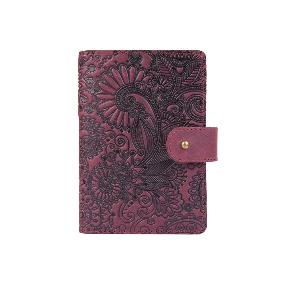

Кожаное портмоне для паспорта / ID документов HiArt PB-03S/1-S19-1621-T005 Shabby Plum "Mehendi Art"
