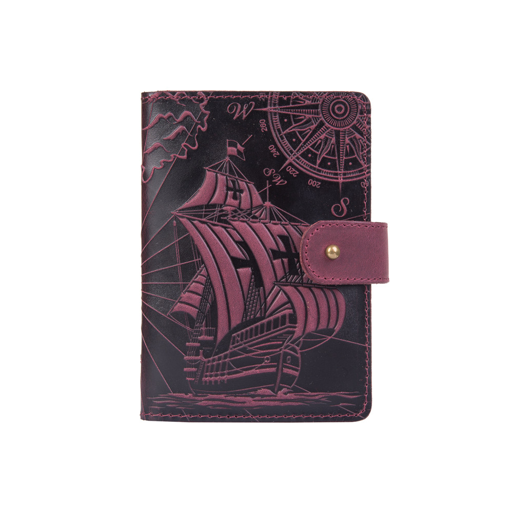 

Кожаное портмоне для паспорта / ID документов HiArt PB-02/1-S19-1621-T003 Shabby Plum "Discoveries"