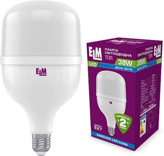 

Светодиодная лампа ELM TOR 38W E27 6500K PA 20S (18-0190)