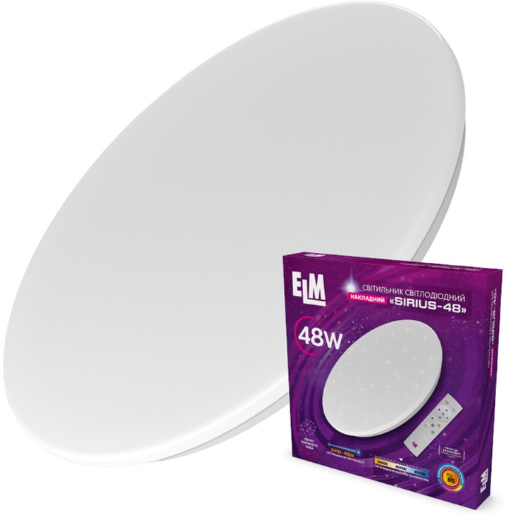 

Потолочный светильник ELM SIRIUS 48W 3000K-6500К с пультом ДУ (26-0075)