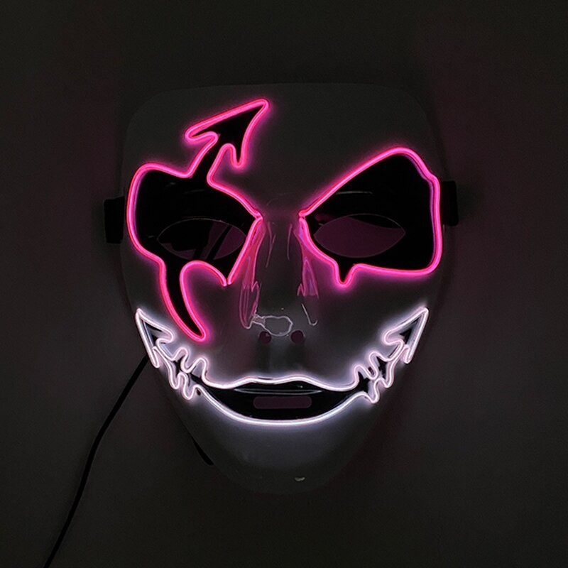 

Светящаяся маска Led Mask Wild Pink неоновая маска с подсветкой в виде страшного лица дикаря, для косплей и хэллоуин