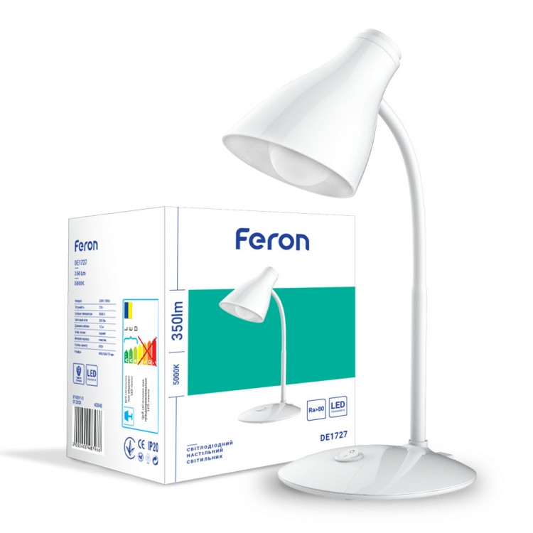 

Настільний світлодіодний світильник Feron DE1727 7W 5000K білий