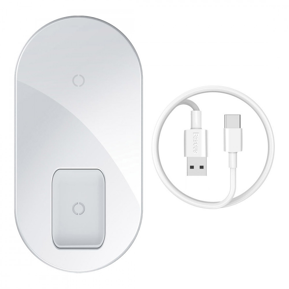 

БЗУ Baseus Simple 2in1 Wireless Charger Pro Edition 15W (WXJK-C02) Белый