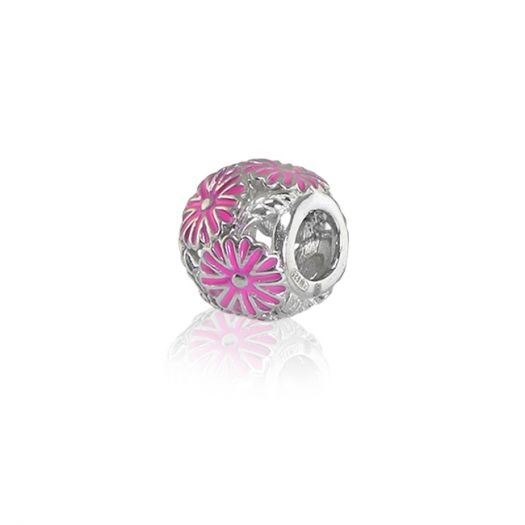 

Серебряный шарм с розовой эмалью Ромашка UMAX 3997эр