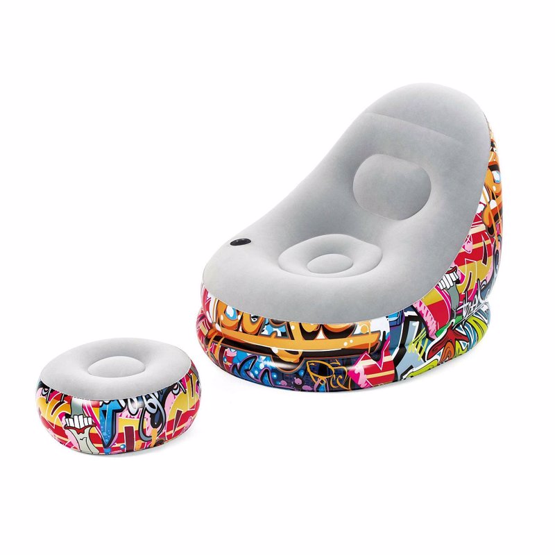 

Надувное кресло Bestway 75076 (100х121х86 см) Comfort Cruiser Graffiti с пуфиком 54х54х26см