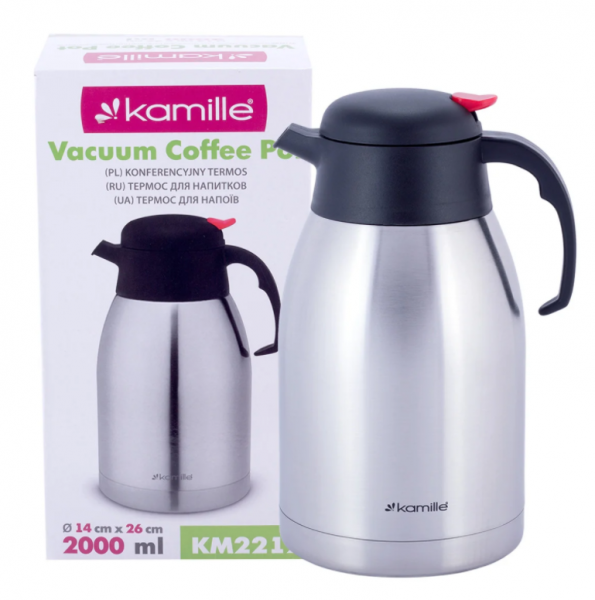

Термос для чая и кофе Kamille на 2000мл из нержавеющей стали конференционный KM-2212