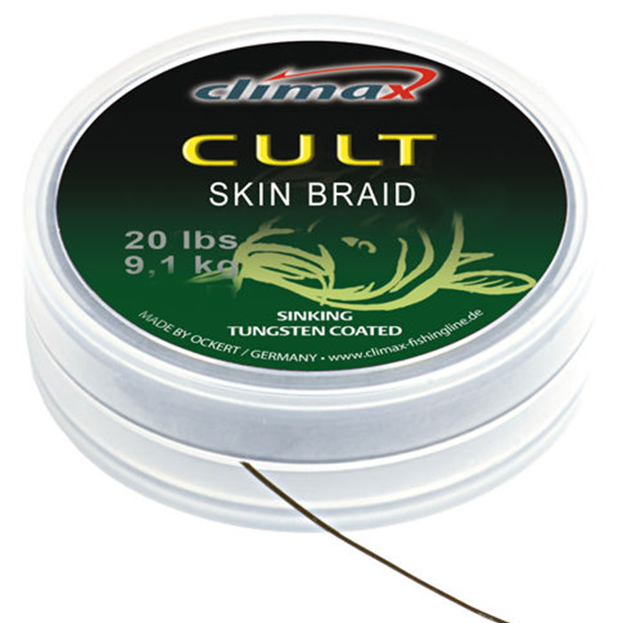 

Поводочный материал в матовой оплетке Climax CULT Skin Braid 20lb 15 m camou brown