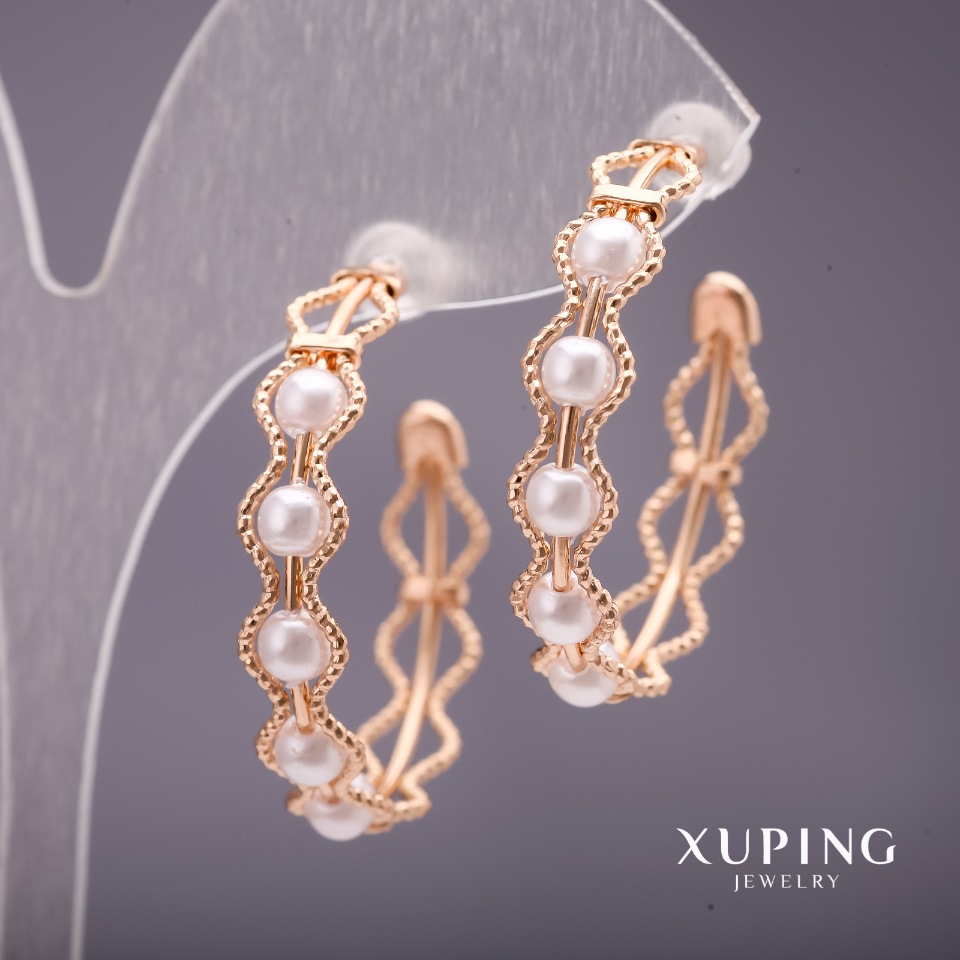 

Серьги Xuping Кольца с жемчугом Майорка цвет белый 32х6мм позолота 18к, ida34065