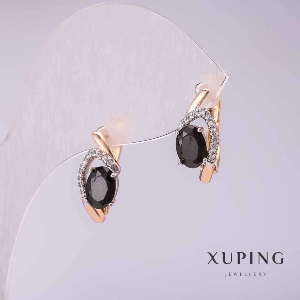 

Серьги Xuping с черными камнями 15х7мм позолота, ida32165