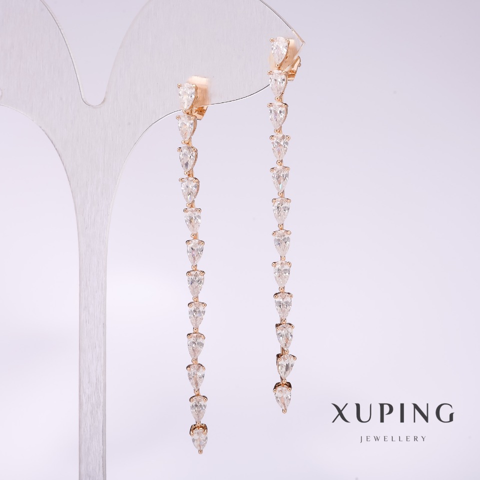 

Серьги Xuping с белыми камнями 67х4мм позолота, ida32005