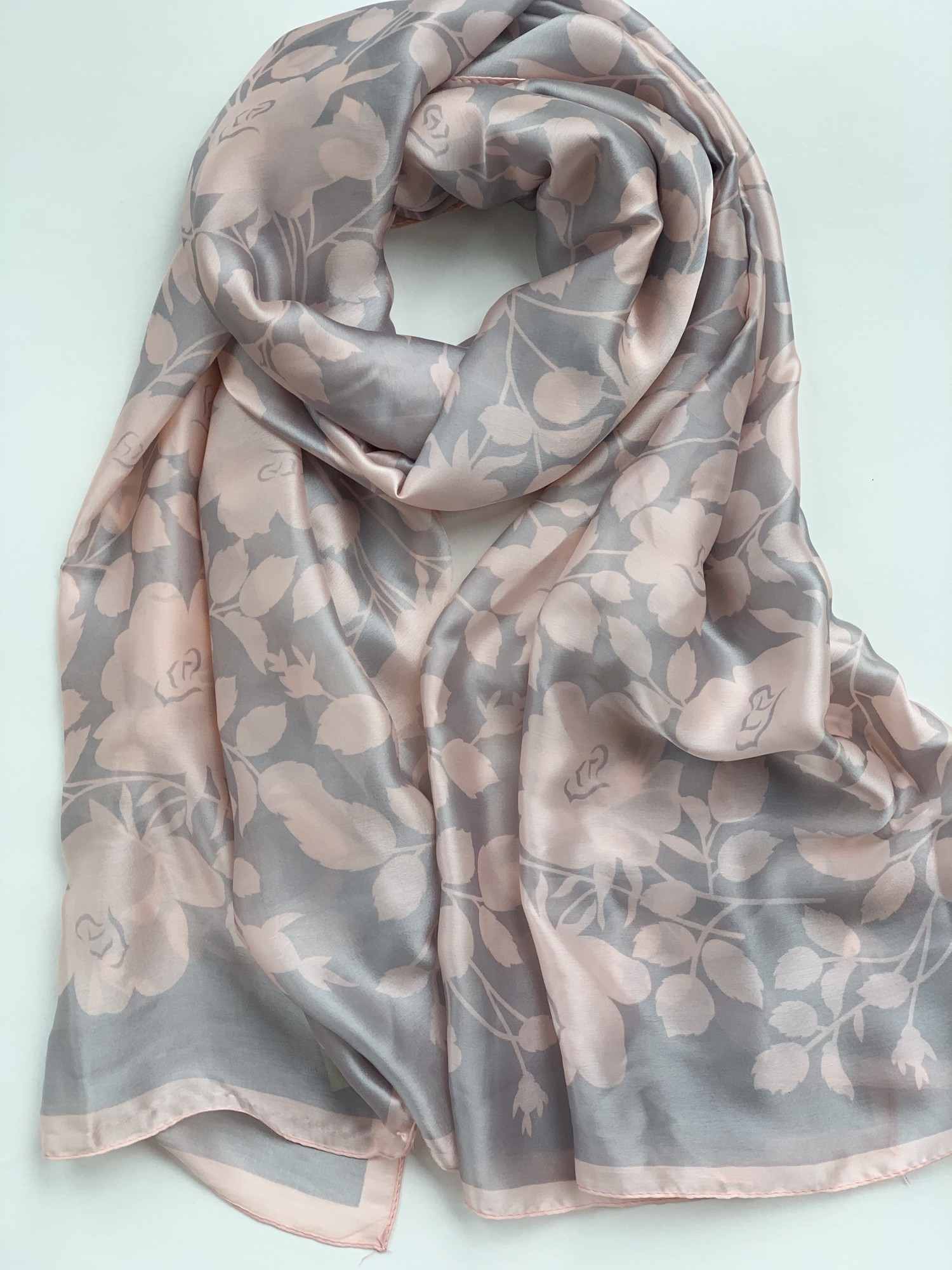 

Шарф шелковый куст розы Fashion Scarves FS014 персиковый