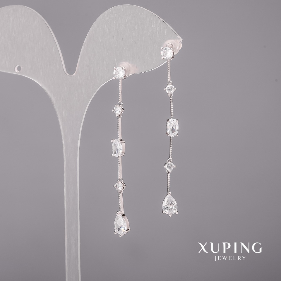 

Серьги Xuping с белыми камнями 5х56мм Родий, ida36353