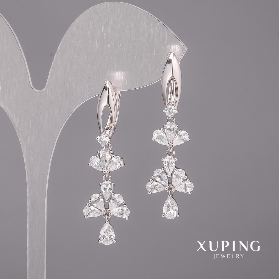 

Серьги Xuping с белыми камнями 12х40мм Родий, ida36352