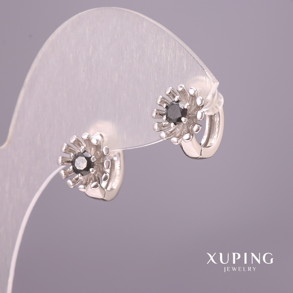 

Серьги Xuping с черными камнями 9х11мм Родий, ida37824
