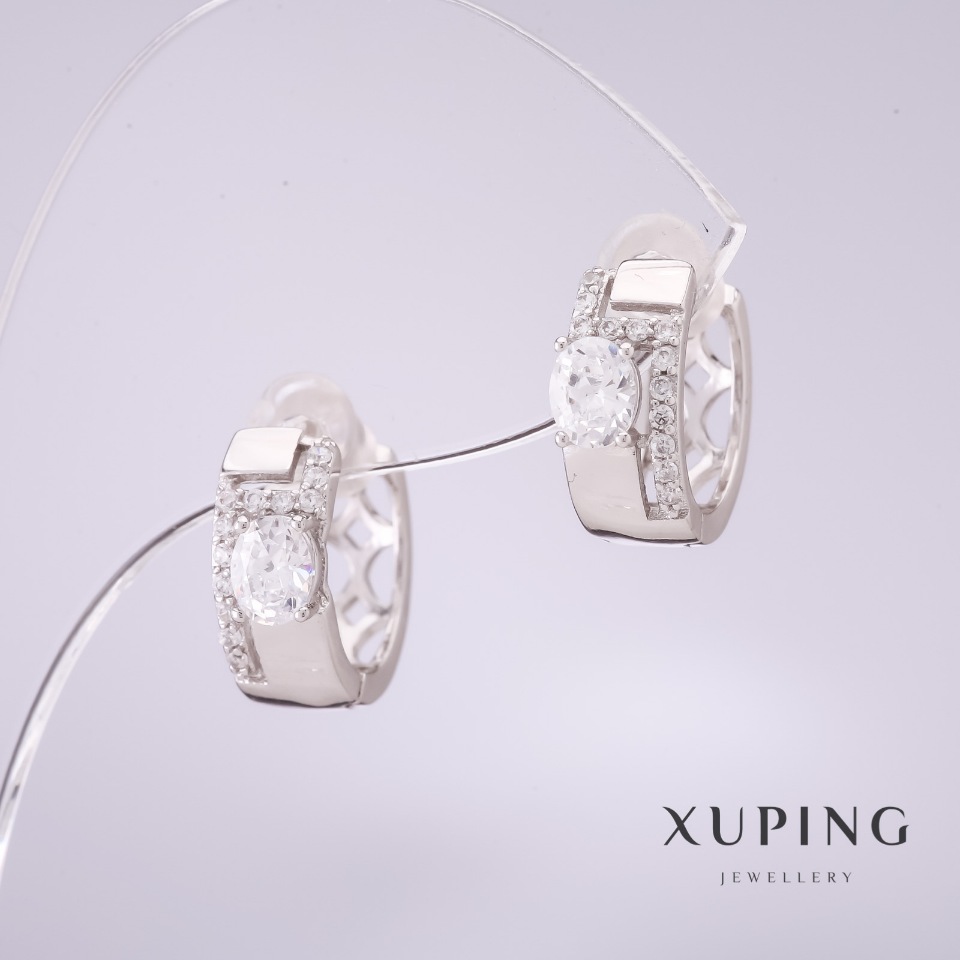 

Серьги Xuping с белыми камнями 14х5мм родий, ida27823
