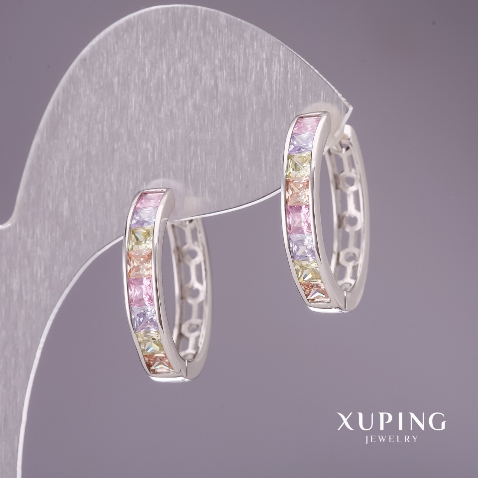 

Серьги Xuping с разноцветными камнями 21х4мм родий, ida29545