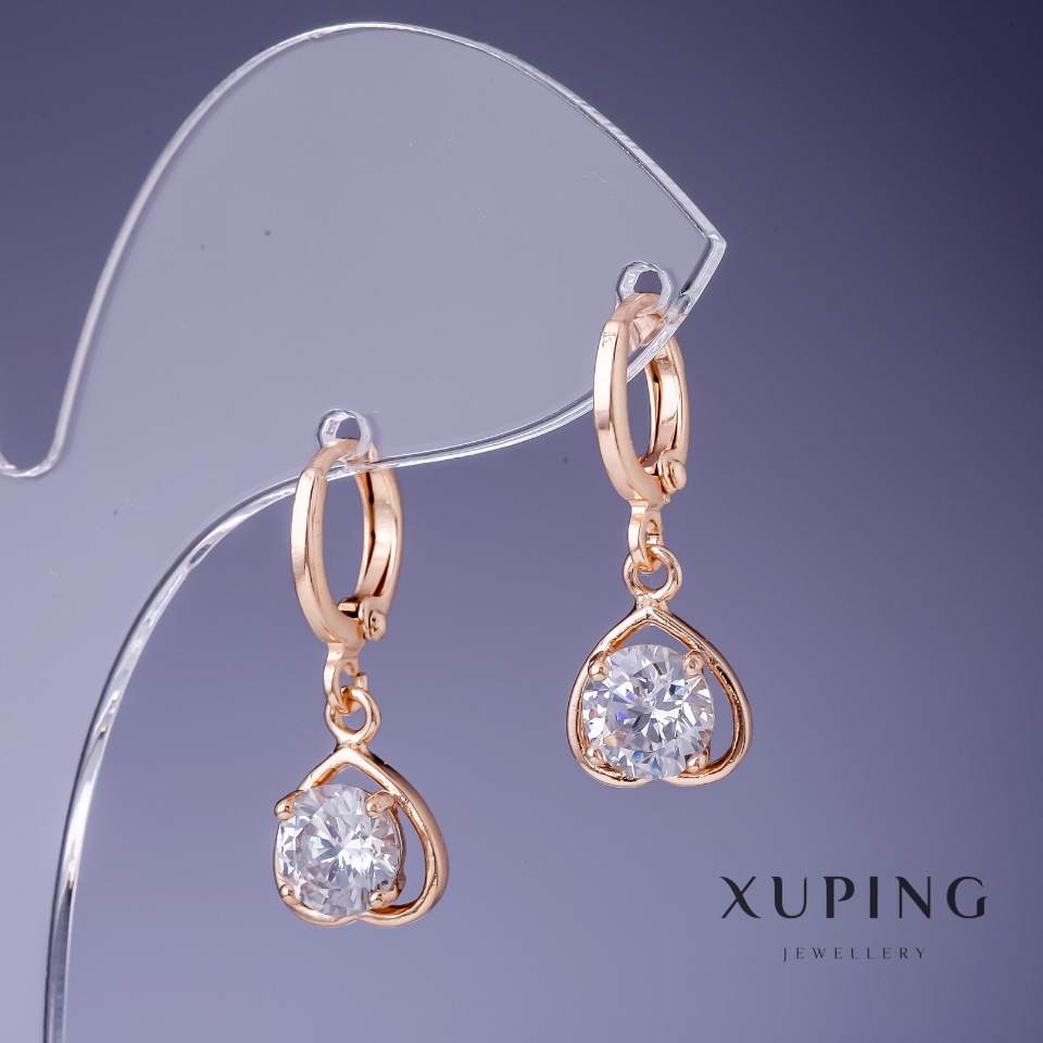 

Серьги Xuping Сердца с белыми кристаллами 25х10мм "позолота 18К", ida25051