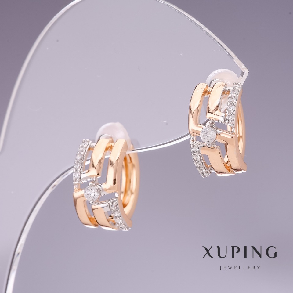 

Серьги Xuping с белыми стразами 7х13мм позолота 18к, ida26972