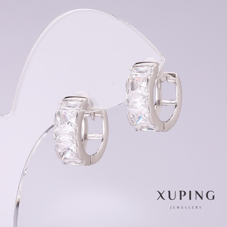 

Серьги Xuping с белыми камнями 16х6мм родий, ida27896