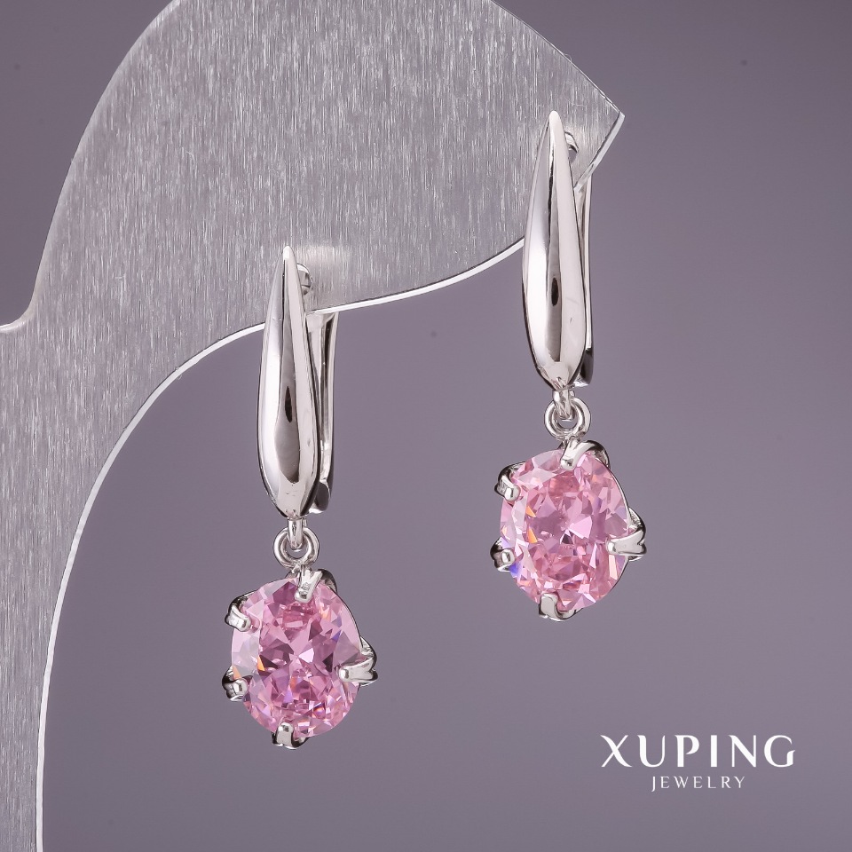 

Серьги Xuping с розовыми камнями 31х10мм родий, ida28813