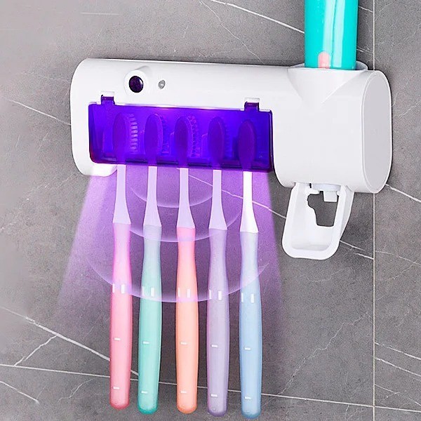 

Стерилизатор для зубных щеток Toothbrush sterilizer настенный держатель и диспенсер для зубных щеток (1008562-White)
