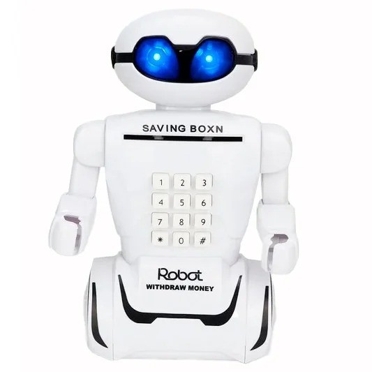 

Детский интерактивный робот сейф "Robot Piggy Bank", игрушка копилка детская (1008332-White)