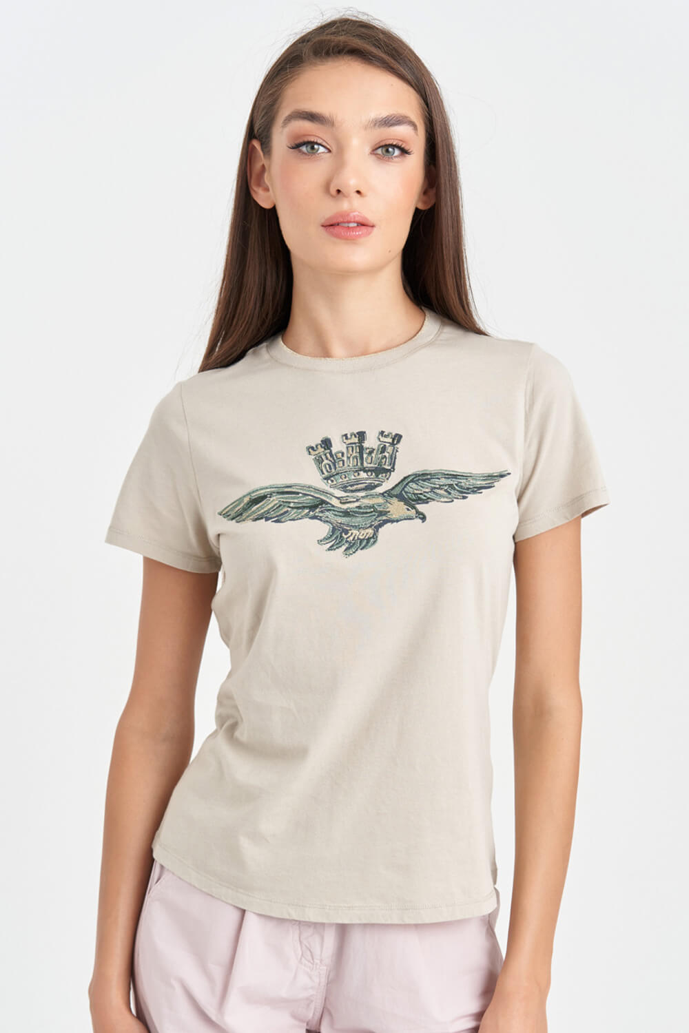 

Бежевая футболка с орлом Aeronautica Militare 4388, Бежевая футболка с орлом Aeronautica Militare 4388 L
