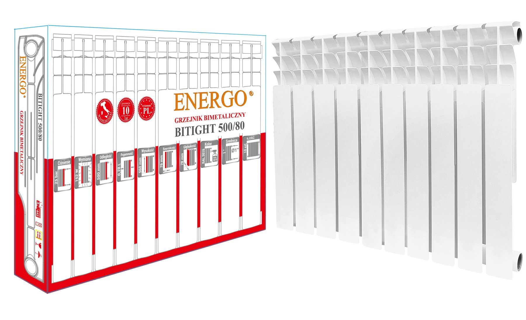 

Радиатор биметаллический секционный ENERGO BITIGHT 500/80 (кратно 10)